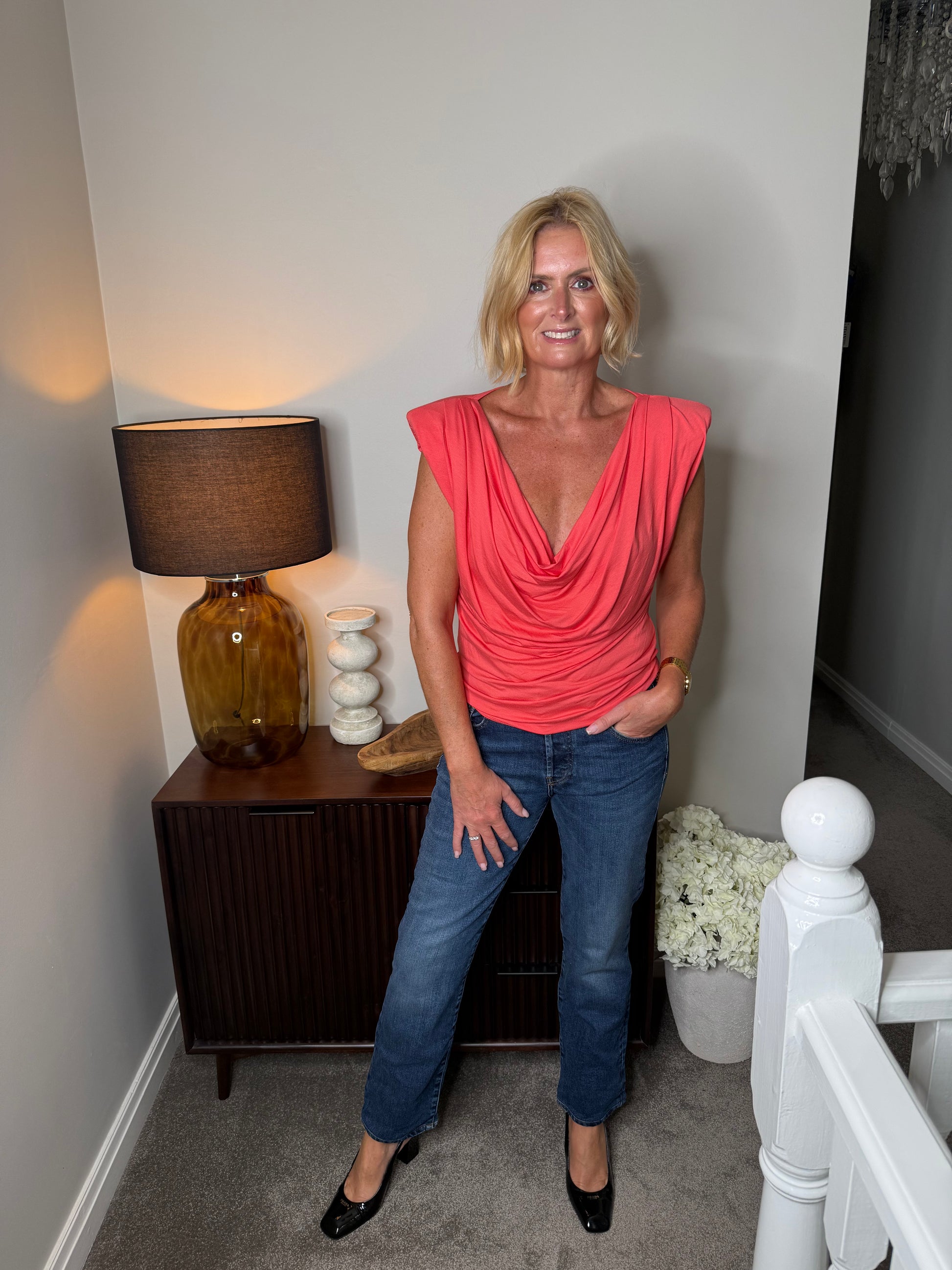 Rebecca Padded Cowl Neck Top