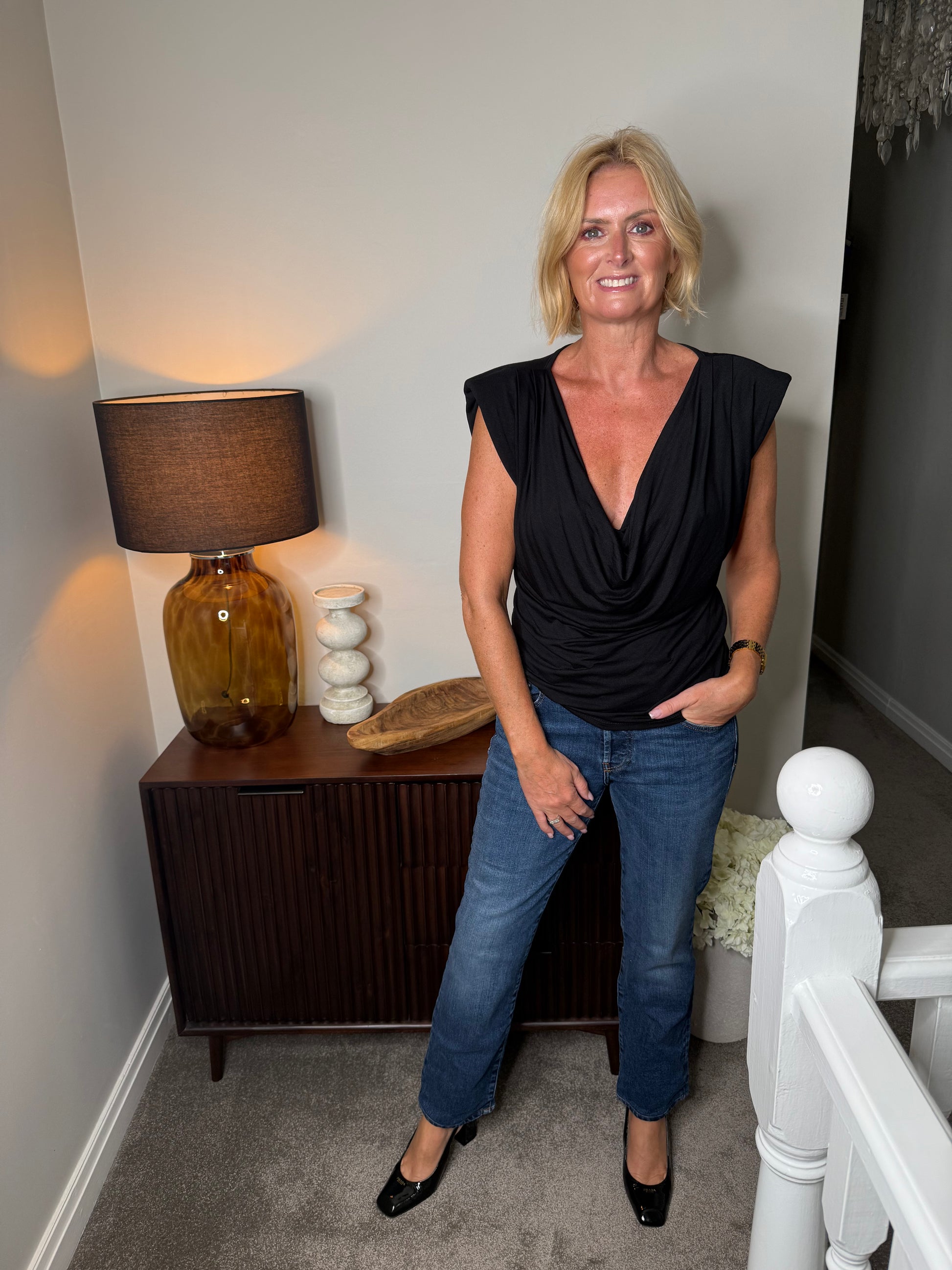 Rebecca Padded Cowl Neck Top