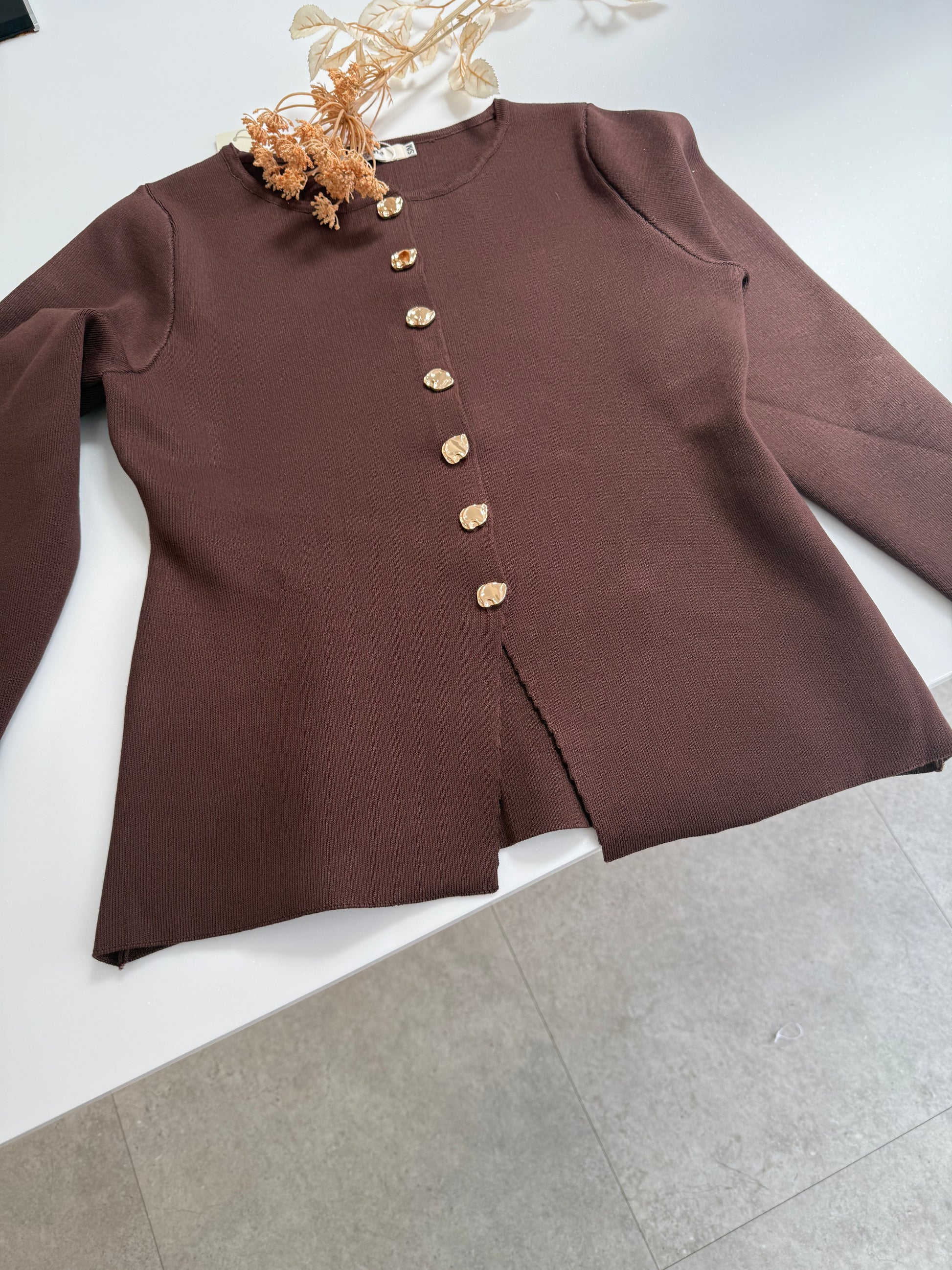 Gigi gold button cardigan