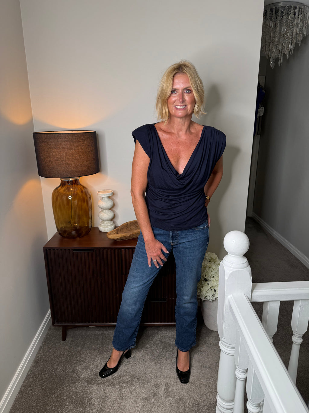 Rebecca Padded Cowl Neck Top