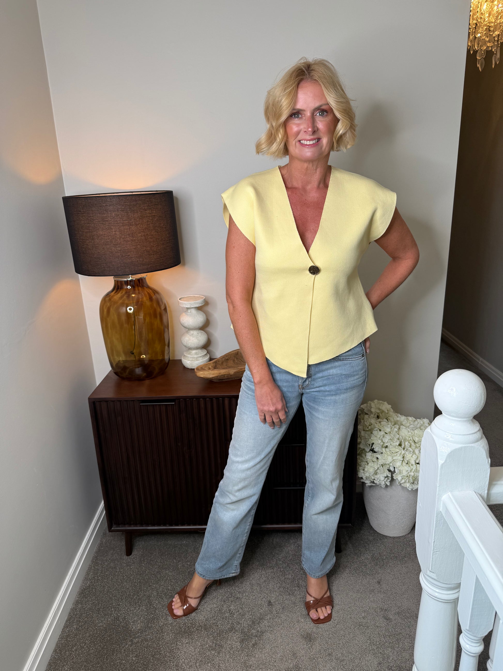 Freya Gold Button knitted waistcoat