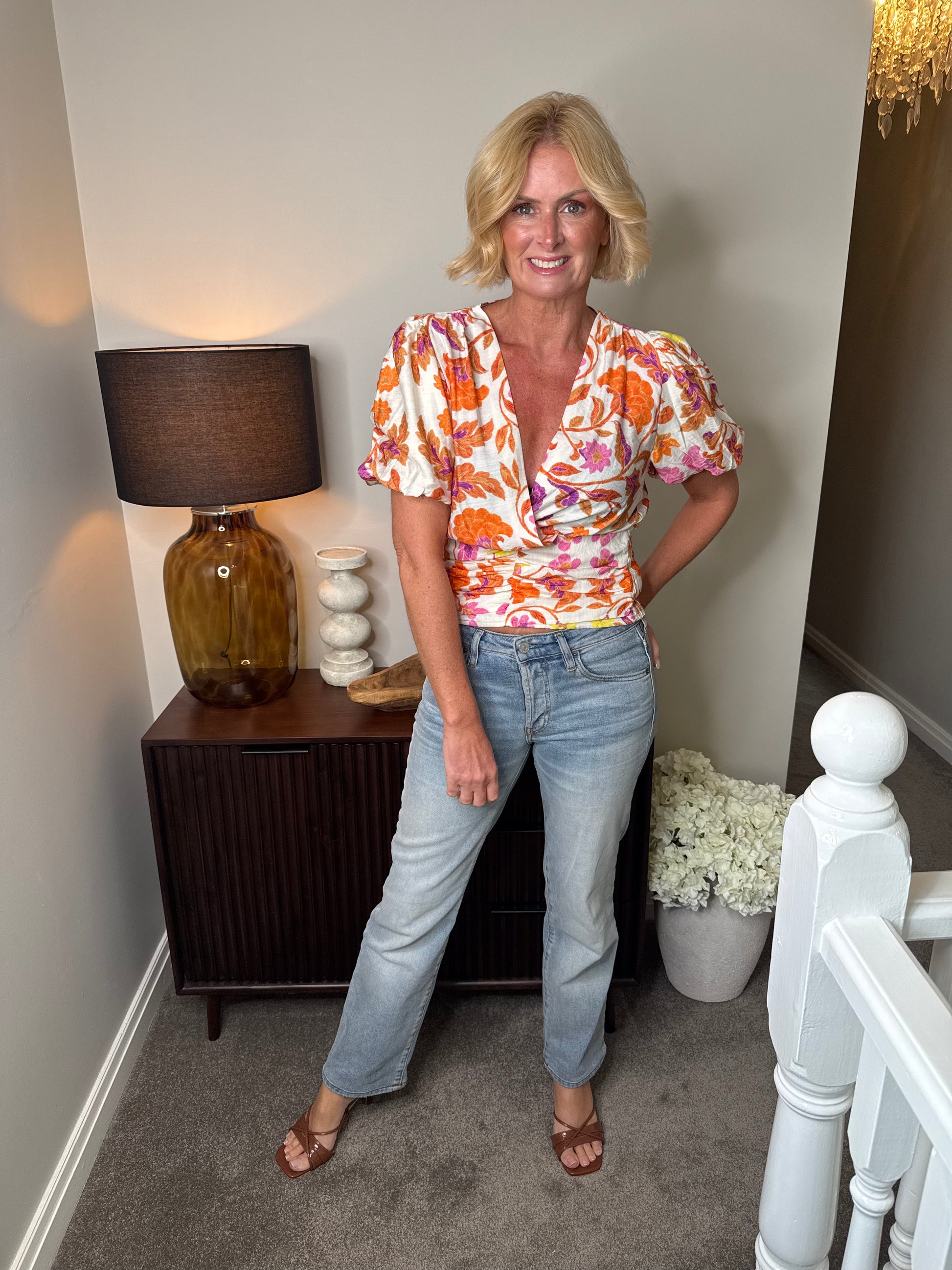 Chrissy Floral Ruched Top