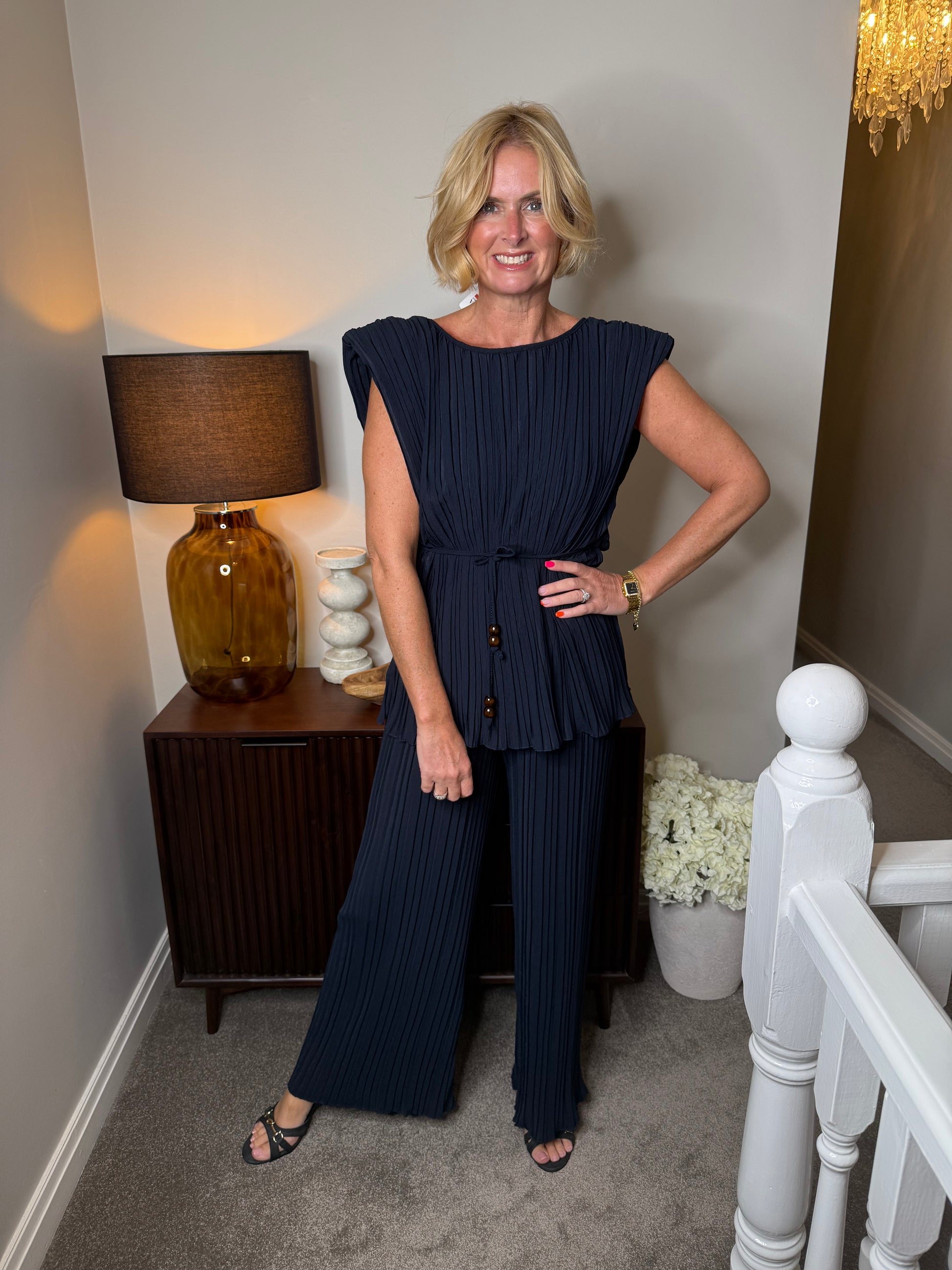 Rose pleated trouser coord