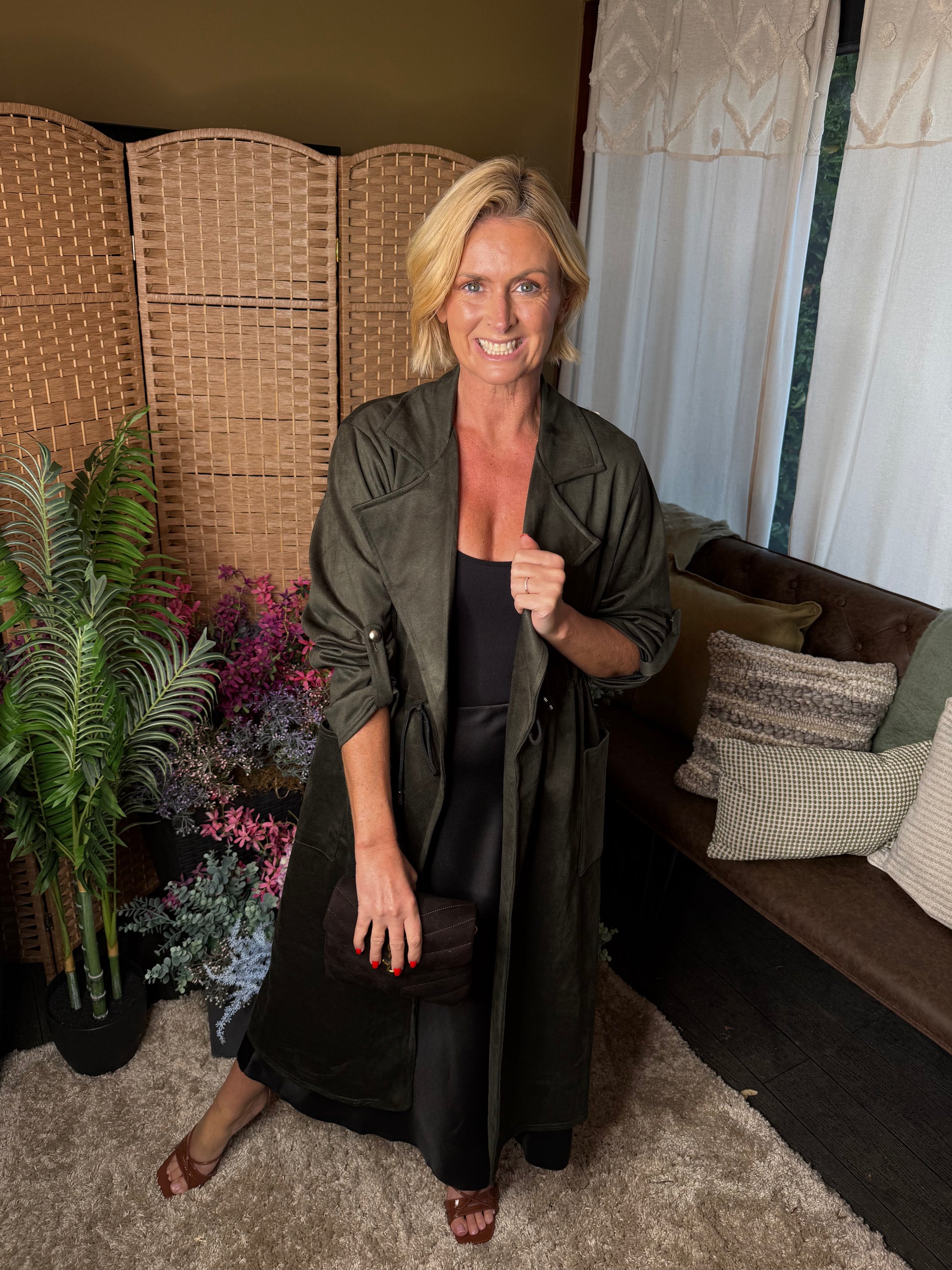 Martha long line suede jacket